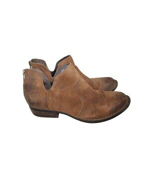 BOC Born Concept Kerri Booties Brown Suede Leather Women's Size 6.5 Rustic Worn